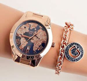 michael kors uhr weltkarte rose|michael kors rose gold tone.